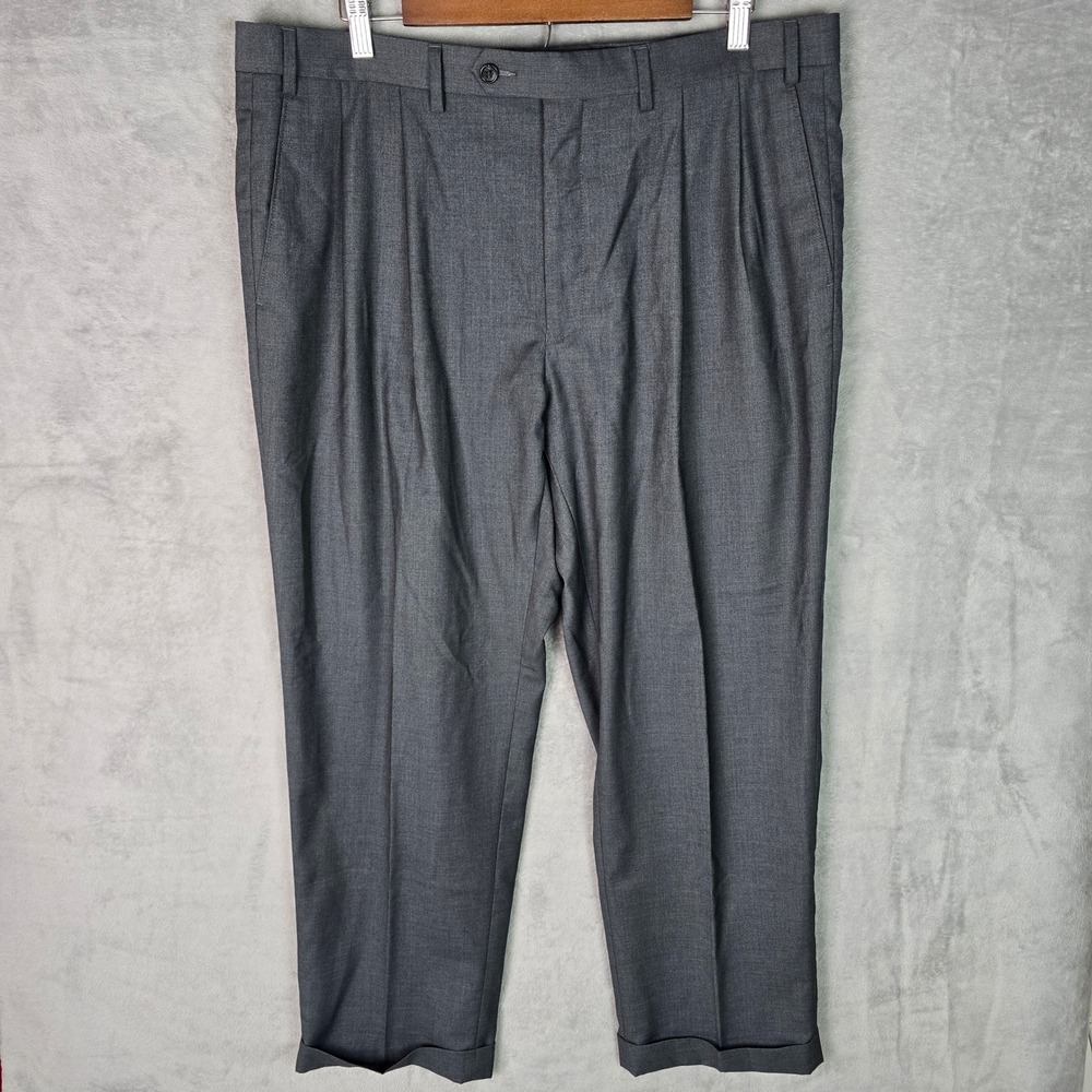 Lauren Ralph Lauren Mens Pleated Dress Pants Charcoal Gray 38x30 Cuffed Trousers